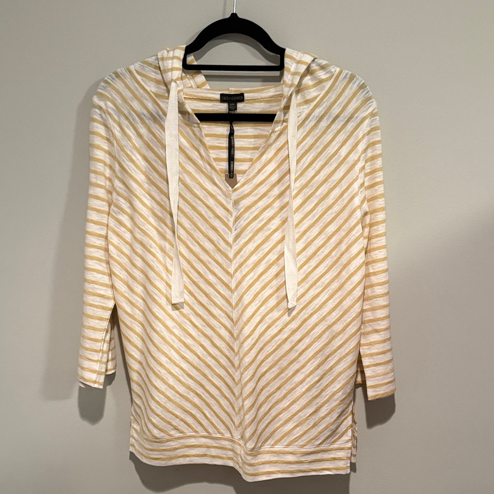 Coco + Carmen Yellow and White Striped Hoodie